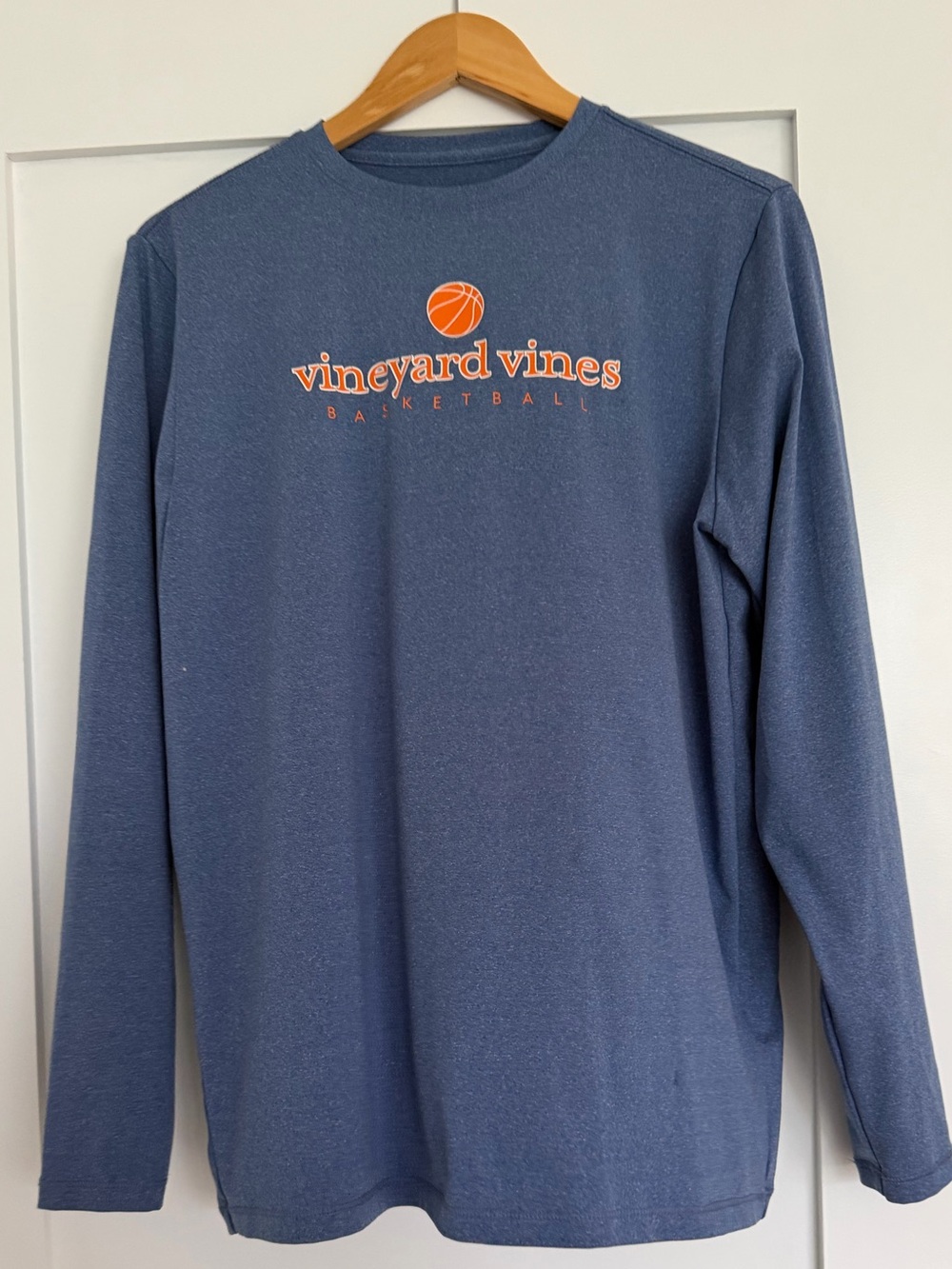 Vineyard Vines Boys Heather Navy Performance Tee with White Logo